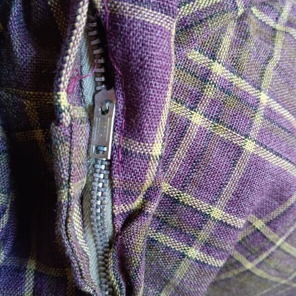 Vintage 14 Dress 1950's Plaid Double-Breasted Handmade 1of1 MCM Purple/Gold - Picture 7 of 7